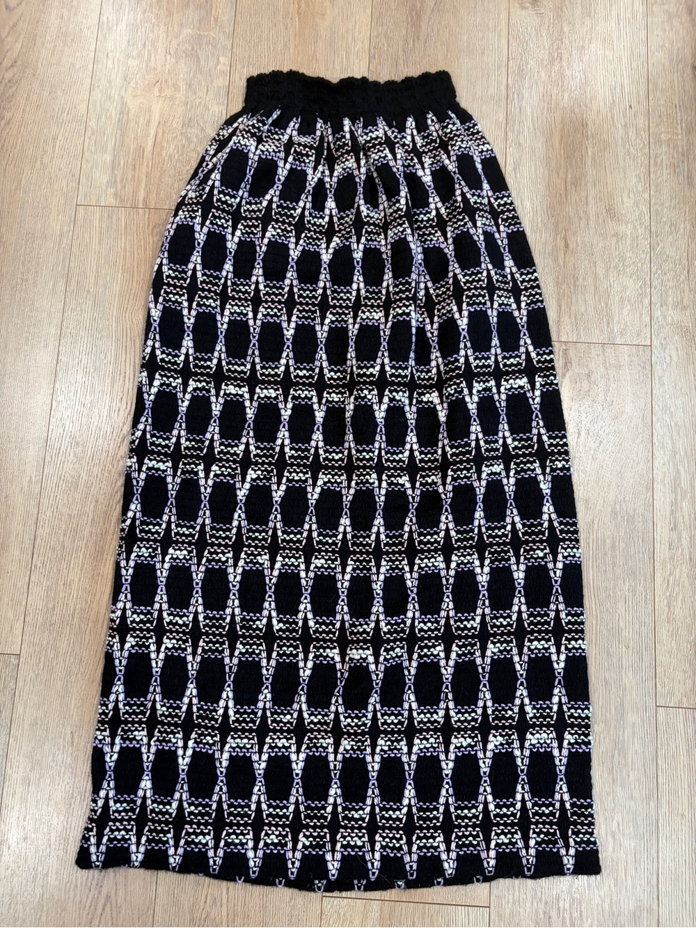 Vintage Franki Simon New Issues Black Embroidered Knit Maxi Skirt